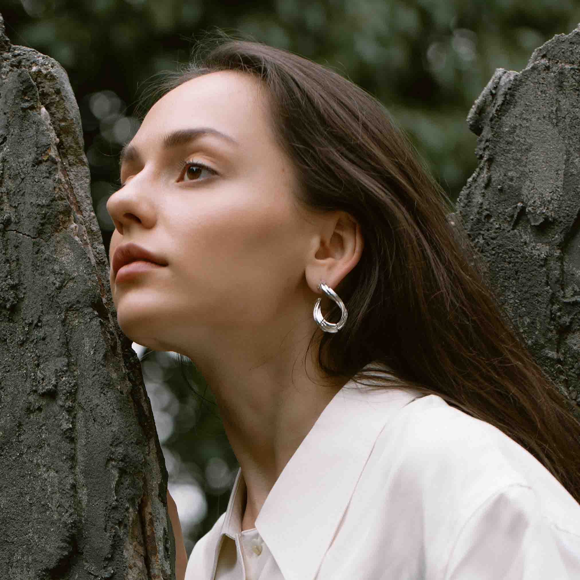 Pair of Aurora Silver Gold-Plated Vermeil Earrings